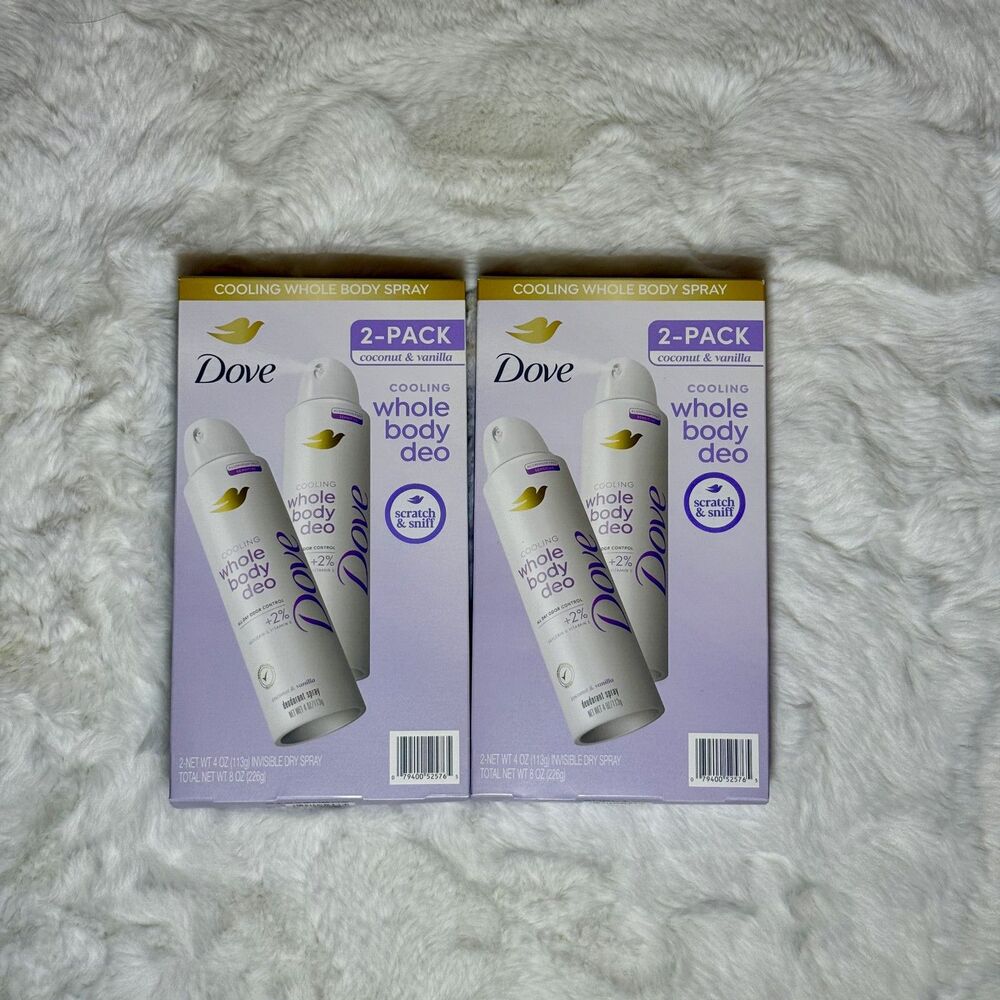 Dove Whole Body Deodorant Spray Coconut & Vanilla Cooling 4oz (2-Pack)